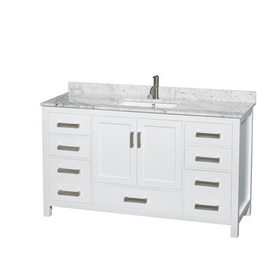 Ensemble de meuble-lavabo simple 60 po avec plateau en marbre Sheffield