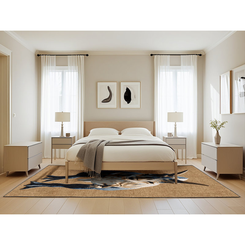 Tapis brun dinosaures lavable à la machine, Rectangle de 5 pi x 8 pi