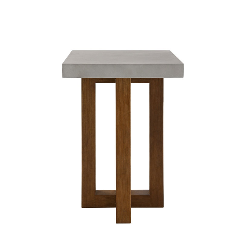 Table de bout en faux béton et finition noyer