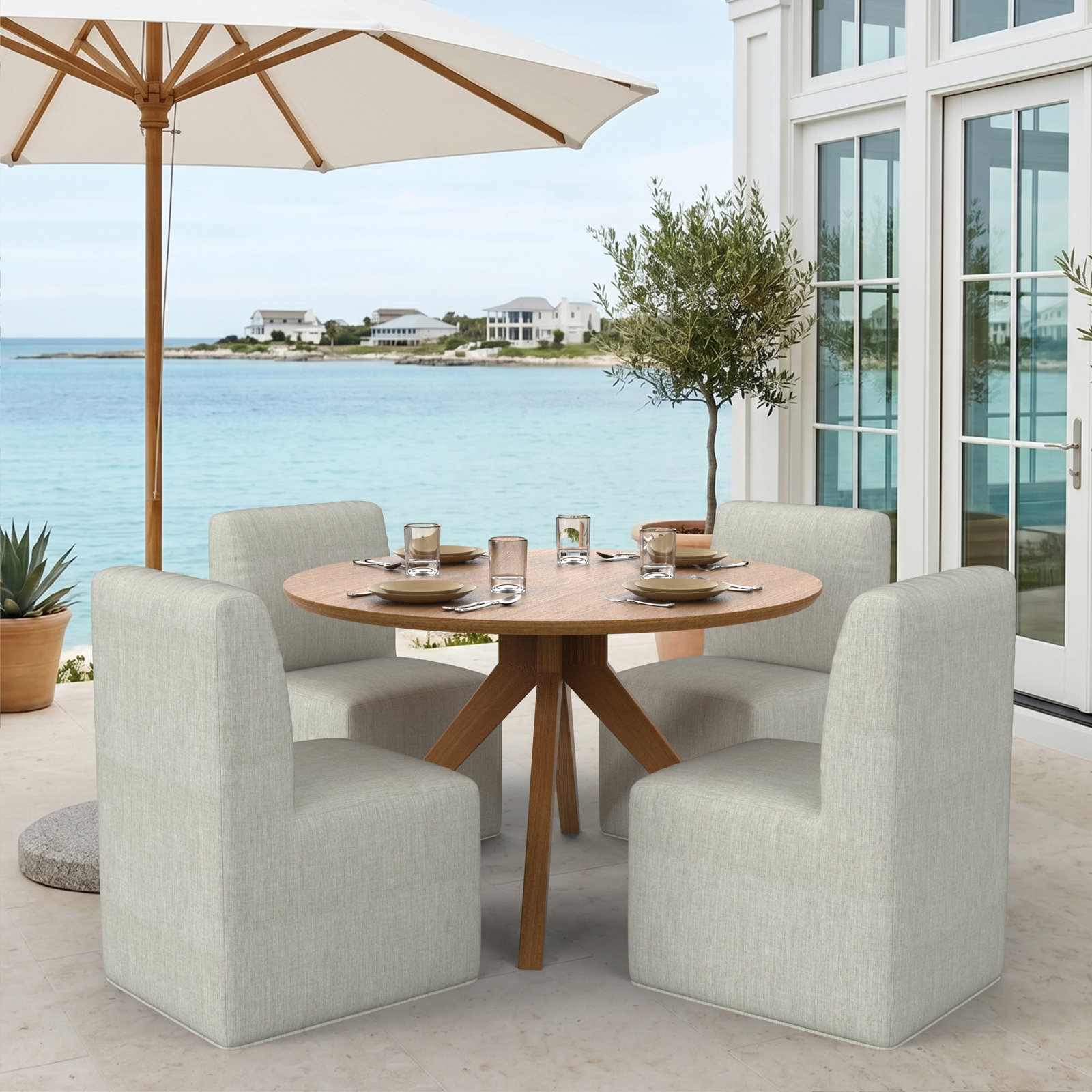 Praia Sunbrella® Patio Side Chair, Canvas Granite Sunbrella® Canvas