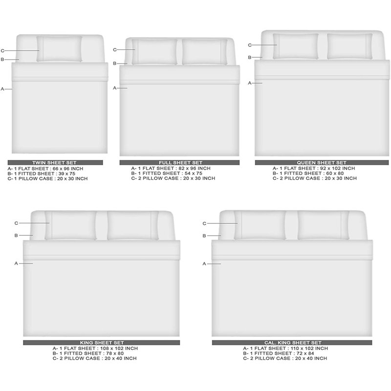Kal 100% Cotton Sheet Set, King, Arctic White