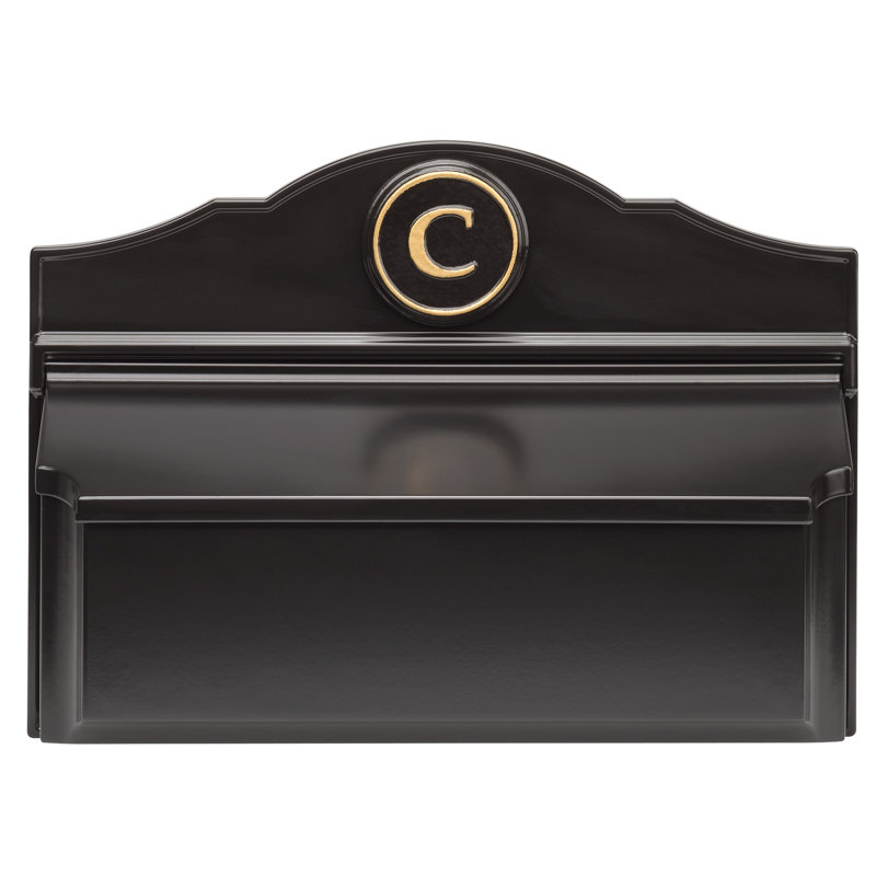 Colonial Wall Mounted Mailbox, Black/Gold, Yes
