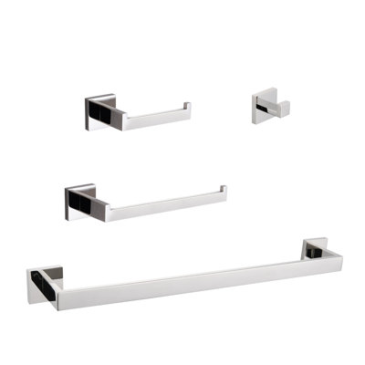 Ensemble de 4 pièces de quincaillerie de salle de bain en acier inoxydable avec quincaillerie de fixation