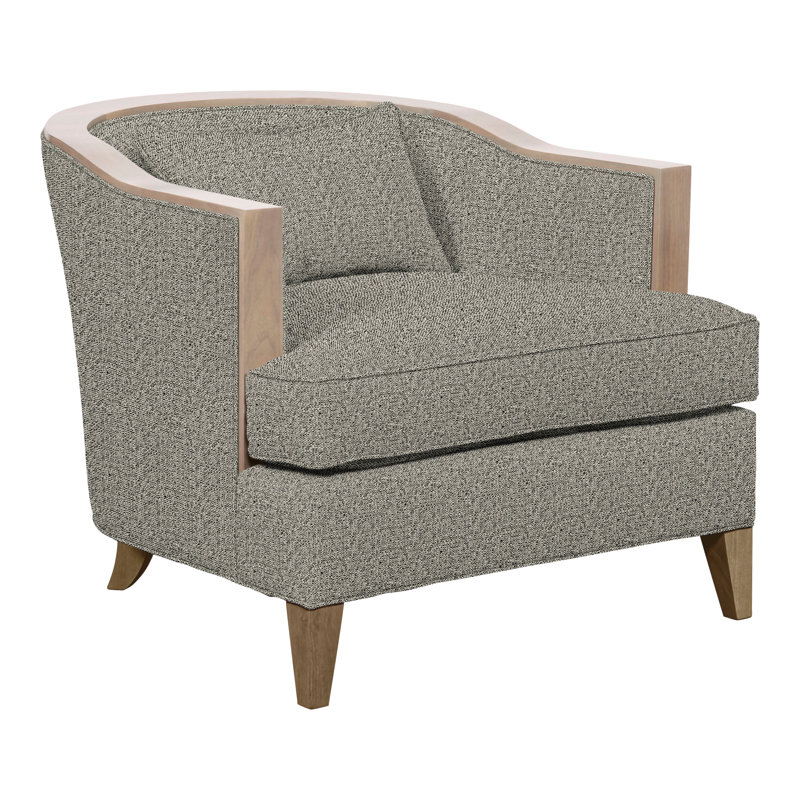 Thom Filicia Home Upholstered Barrel Chair, Hampton, Tuck Graphite Crypton® Performance Fabric