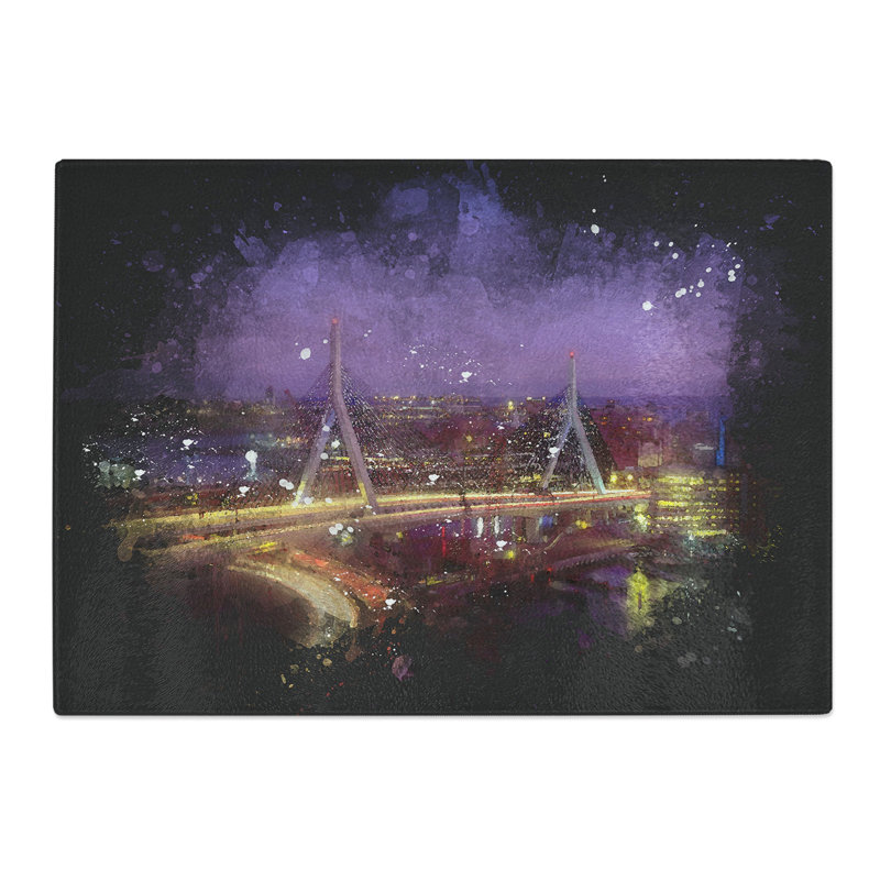 Massachusetts Boston Skyline Paint Splash Chopping Board, 20cm W x 28.5cm L