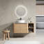 Meuble-lavabo mural avec tablette de rangement en céramique et portes à fermeture en douceur