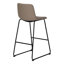 Chaise de bureau, hauteur de bar, debout, bureau d'ordinateur, bureau, aspect cuir brun, métal noir, contemporain, moderne