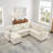 Chenille Fabric 97 Inch L-Shaped Sectional With Storage , 7 Seats, Beige Living Area 7, Beige, For Room