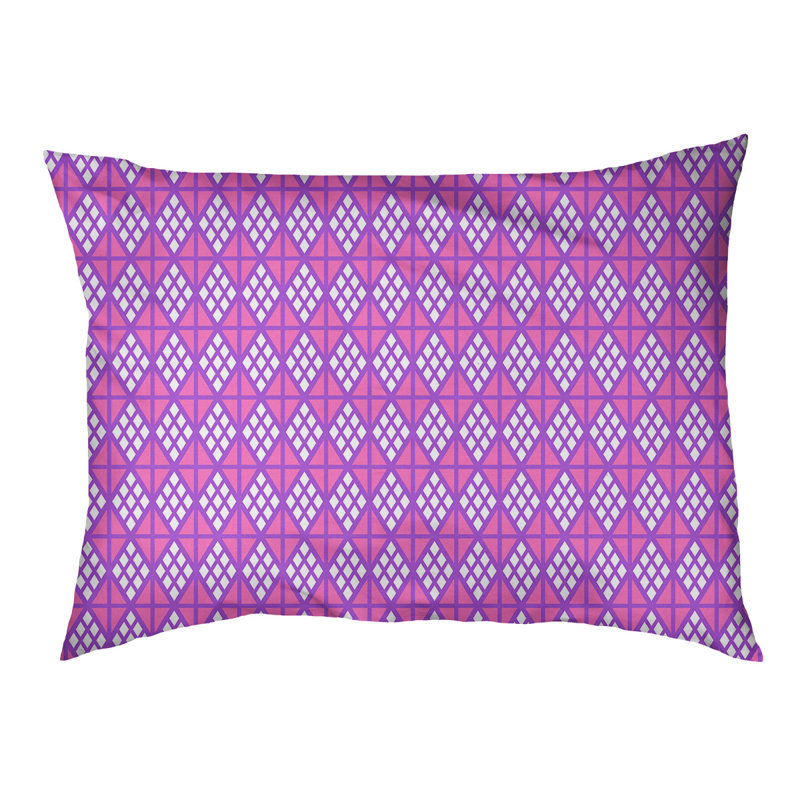 Coussin diamants Byrge, Grand (l 42,5 po x P 32,5 po x H 14 po), Mauve / rose / bleu ciel