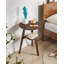 Table d'appoint 100% bois massif à 2 niveaux avec tablette de rangement inférieure, parfaite pour le salon et la chambre à coucher, durable et élégante