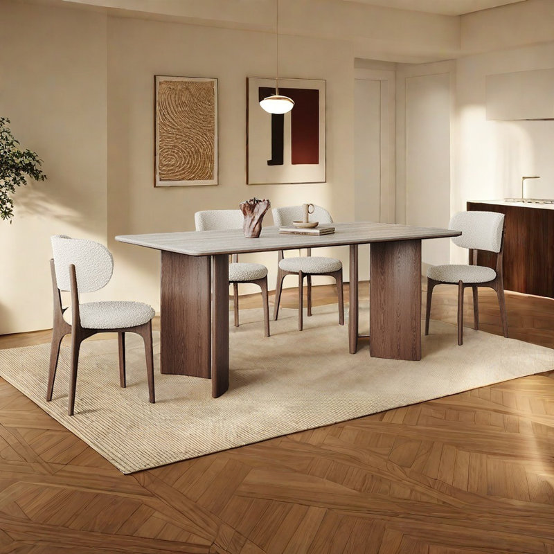 Ensemble de table de salle à manger rectangulaire en bois de frêne, H 29,52 po x L 70,86 po x l 35,43 po