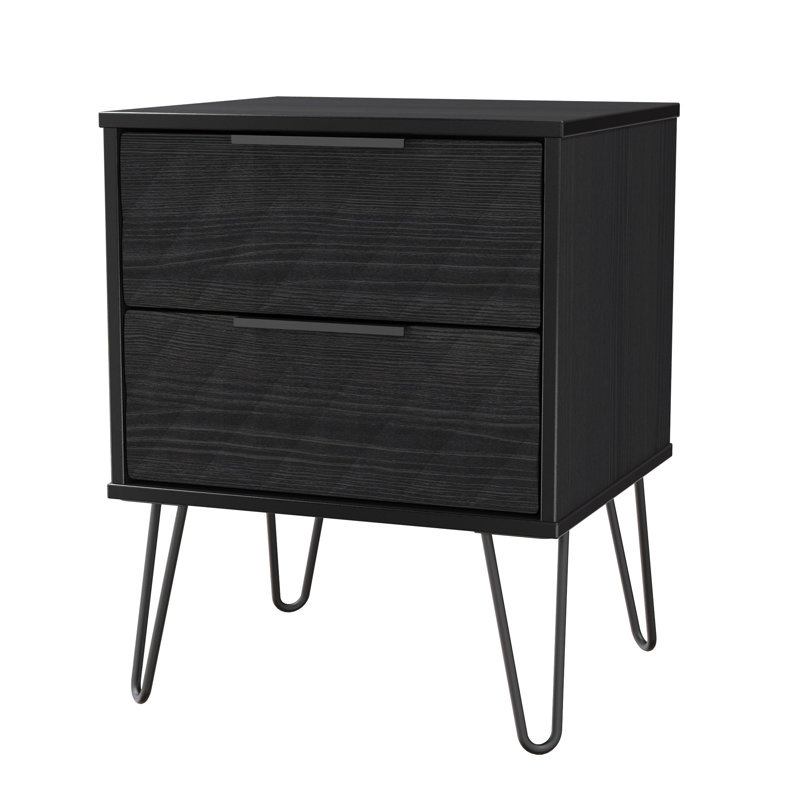 Harlequin 45cm W Manufactured Wood Bedside Table, Black