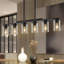 Luminaire suspendu linéaire pour îlot de cuisine 5/6 lumières en bois noir-1165696868