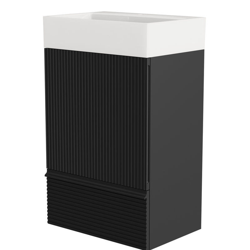 Meuble-lavabo rayé noir 20 po, profondeur 19,74 po, rangement organisé 28,08 po, efficace