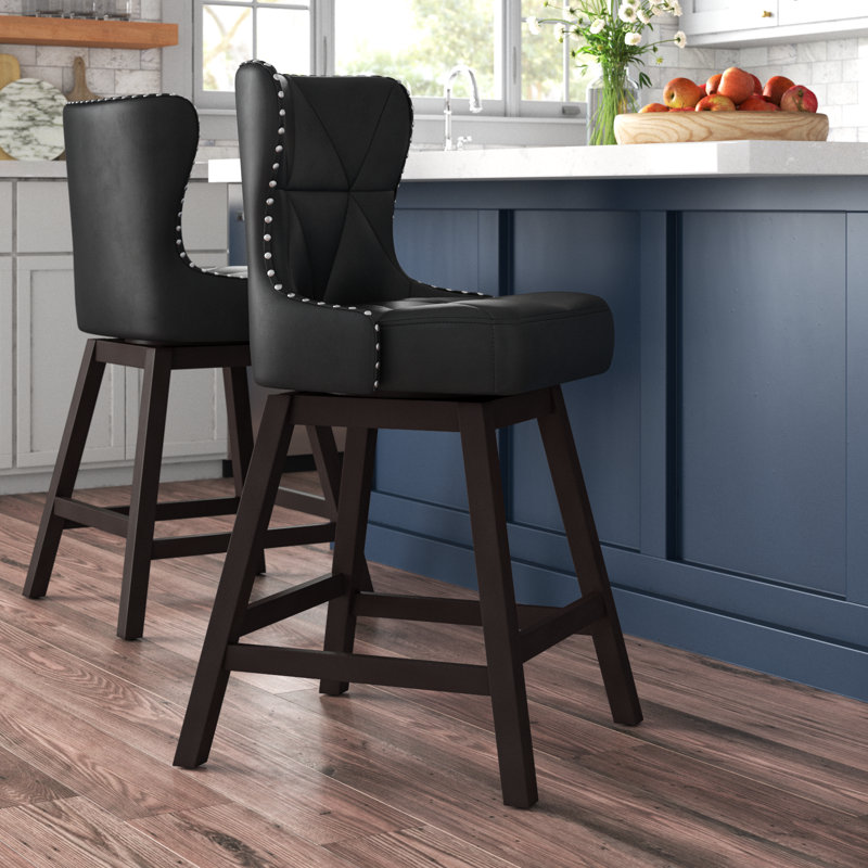 Tabouret de comptoir pivotant 26 po Arabele, Noir, noir, noir, noir, 2, Marron foncé