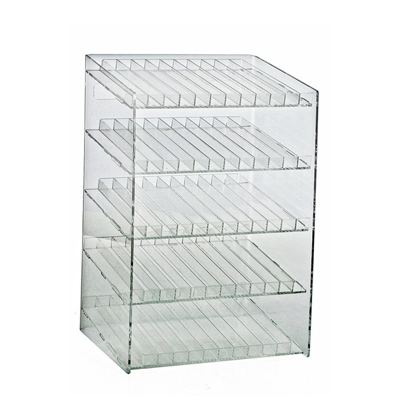 Présentoir à cinq niveaux et 60 compartiments, 12 pièces par niveau. Dimensions: l 12 po x P 8,5 po x H 18,5 po