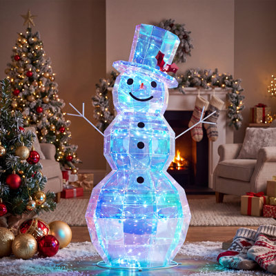 2D Snowman with Multicolor LED Lights, Indoor & Outdoor Christmas Decoration