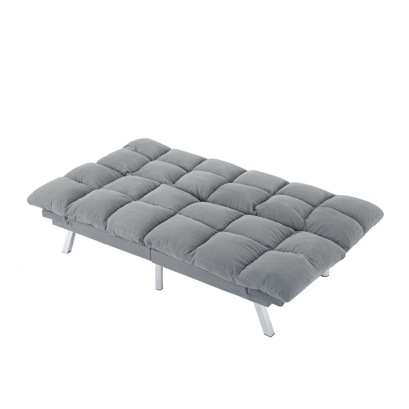 AC Pacific Modern Tufted Convertible Futon Sofa – Light Grey, Light Gray