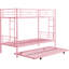 Lit superposé en métal rose avec lit gigogne - chambre à coucher moderne et élégante, solution peu encombrante, structure pour la longévité, utilisation silencieuse et stable, grande capacité de bruit, escalier sécuritaire, structure simple, facile à assembler