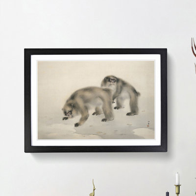 Two Monkeys by Kansetsu Hashimoto - Picture Frame Painting Print
