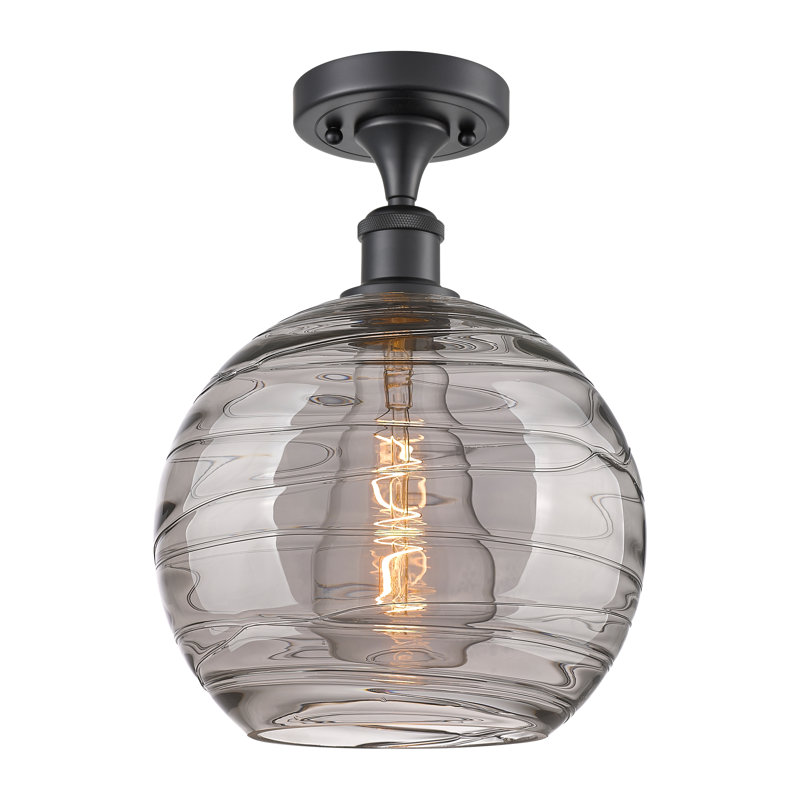 Plafonnier semi-encastré 1 lumière, Noir mat, H 12,88 po x l 12 po x P 12 po