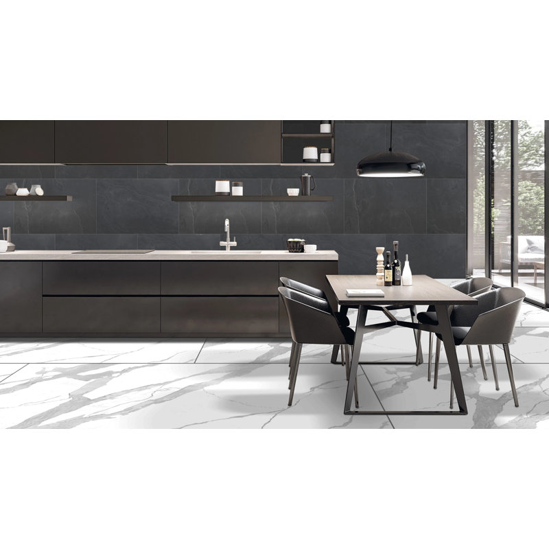 Panneau mural en pierre de 35,4 po x 23,6 po noir mat Falkirk Johnstone (paquet de 10)
