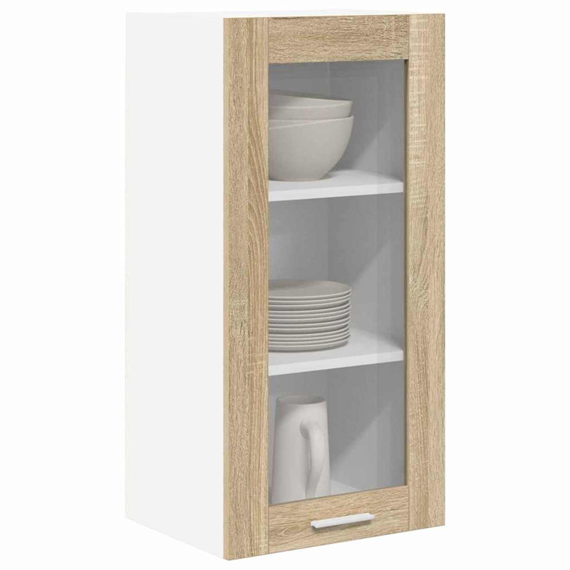 Vidaxl Hanging Cabinet With Storage Riga Grey Sonoma 60 X 31 X 80 Cm, Sonoma Oak, 80cm H x 40cm W x 31cm D