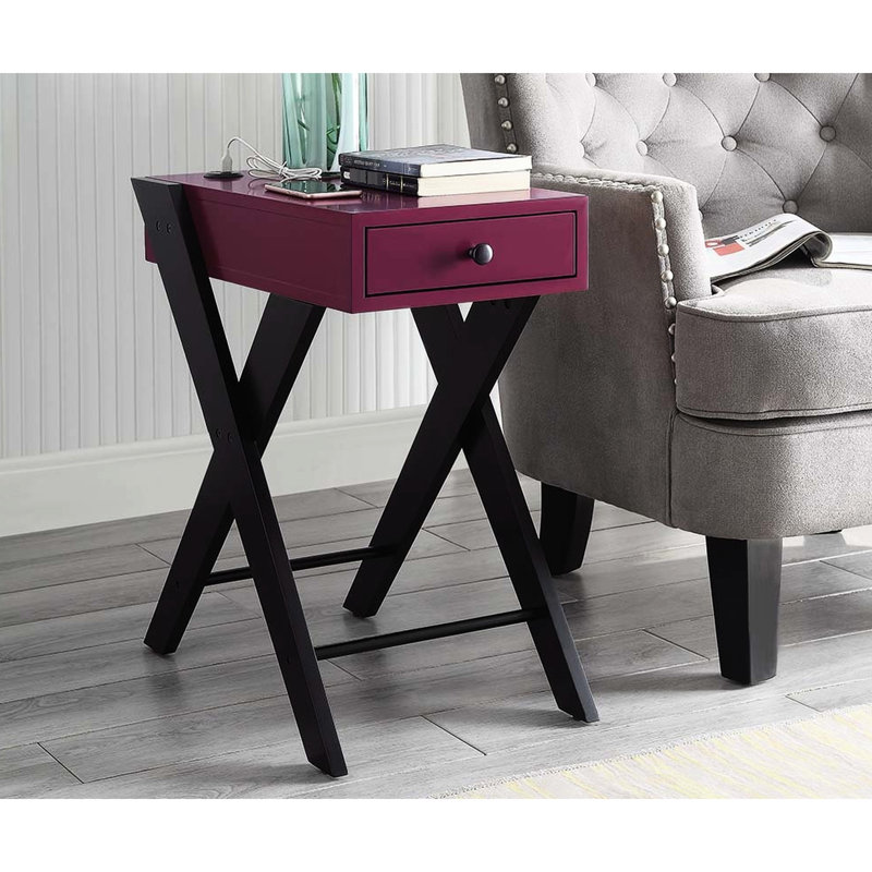Table d'appoint avec ports USB, Burgundy