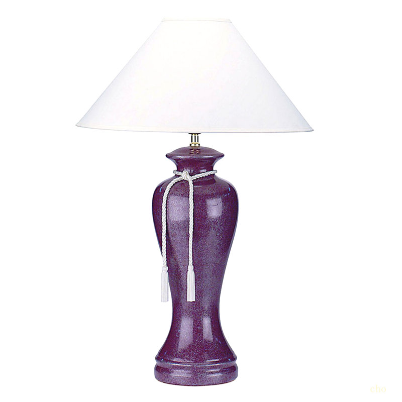 Lampe de table haute 35 po en céramique, design incurvé avec abat-jour en lin