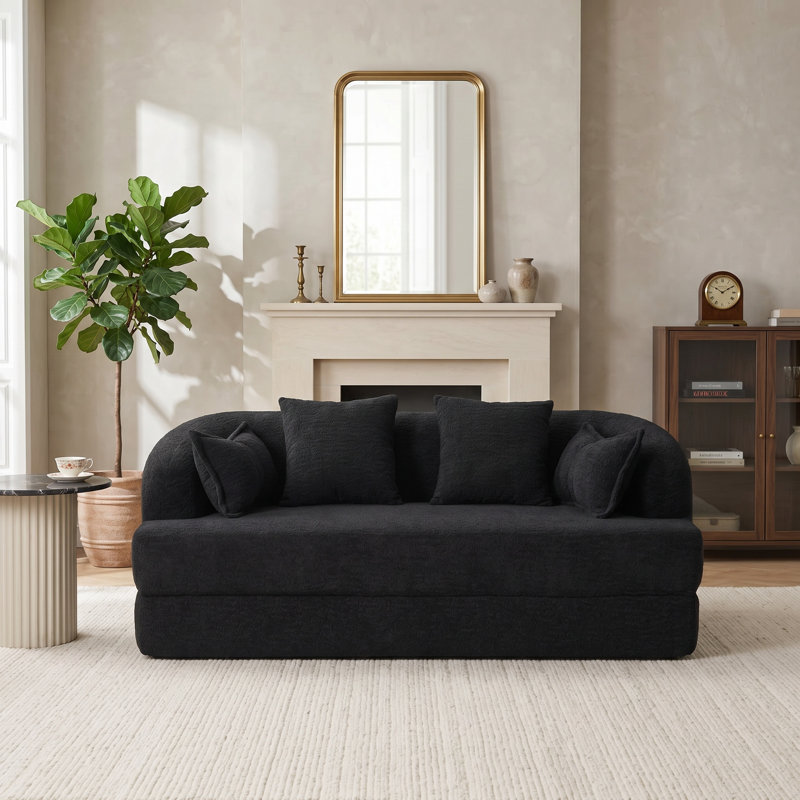 Canapé-lit 2 en 1 pliable 2 en 1 avec 4 coussins, Black