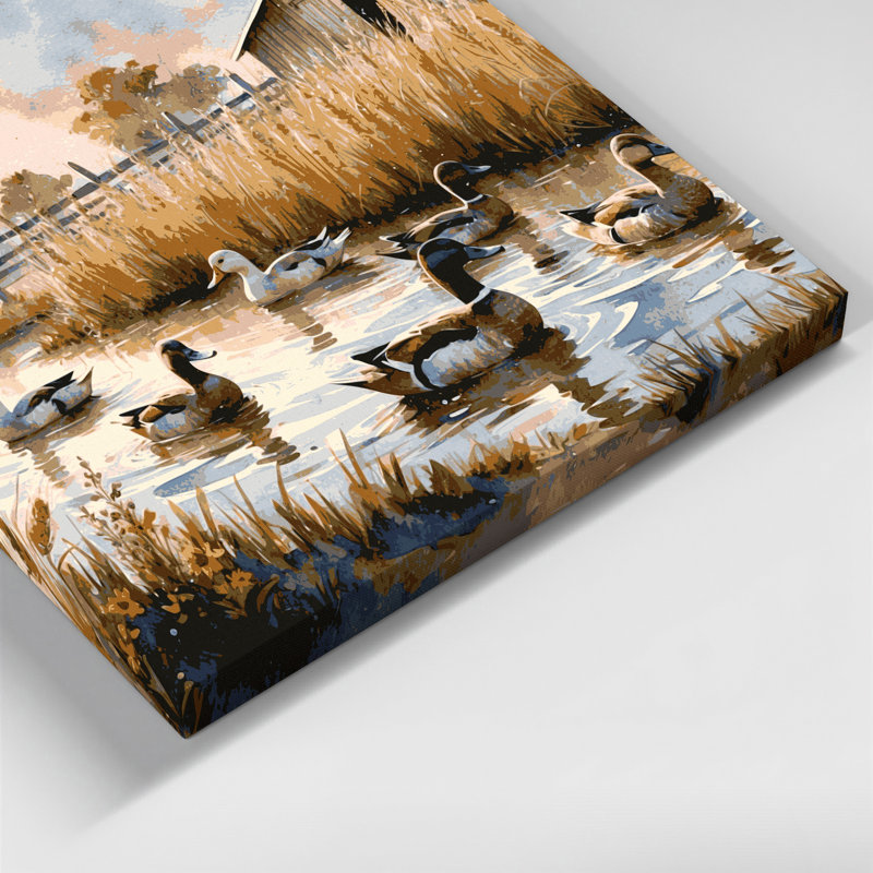 "Farm Ducks", art mural sur toile beige, H 8 po x l 8 po