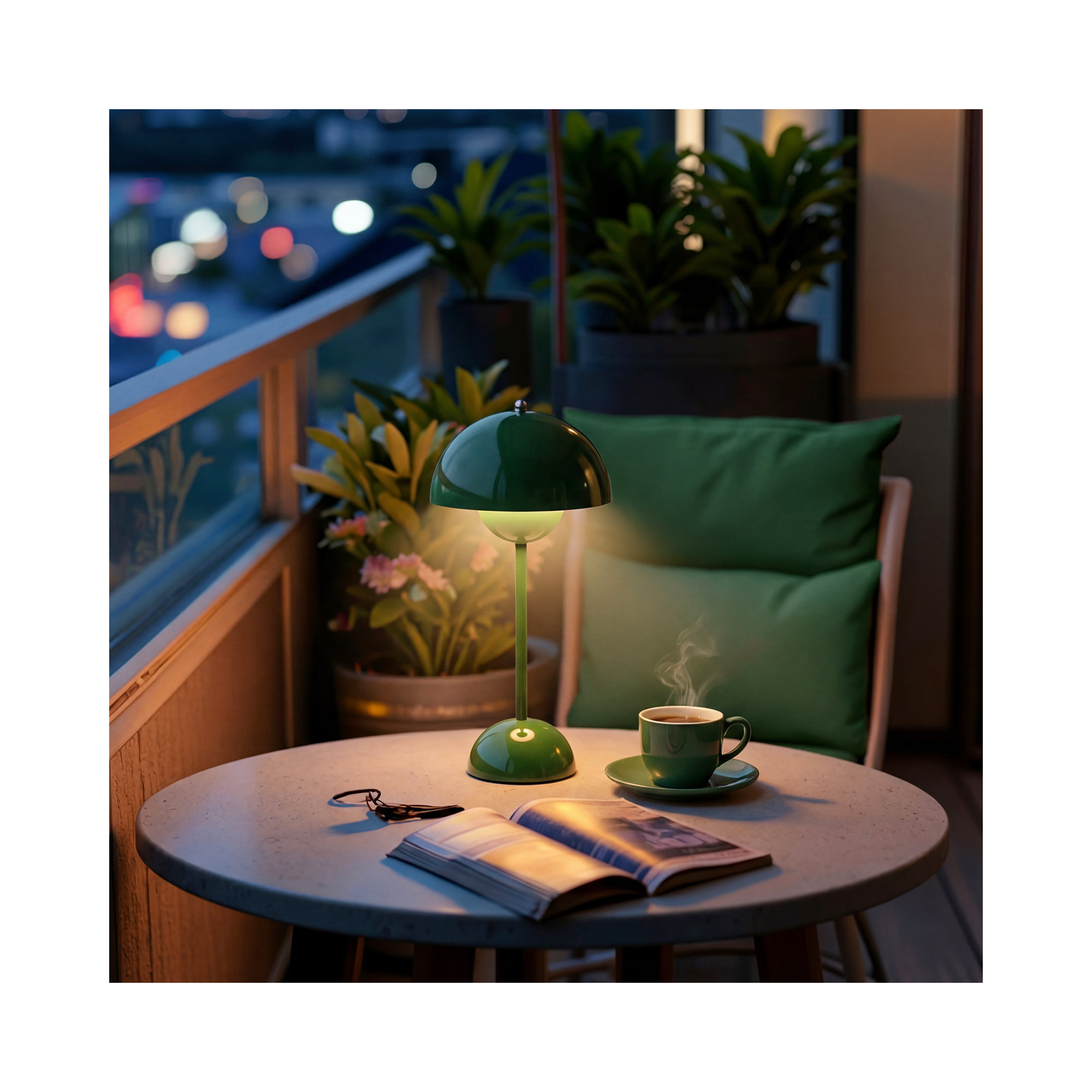 Brunilde Adjustable Metal Table Lamp, Green, Green