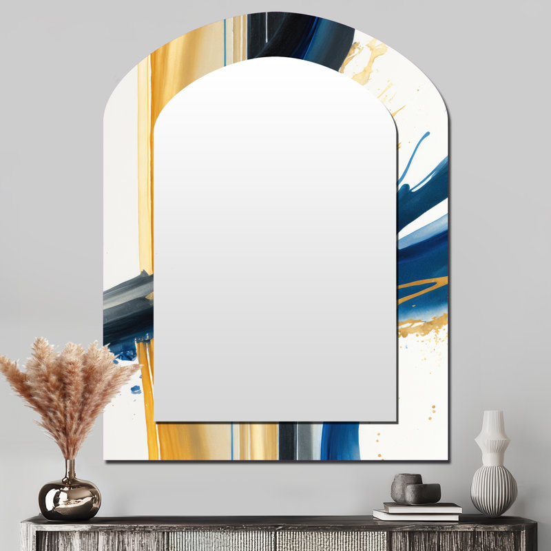 Stylish Spiral Abstract V - Abstract Spirals Arch Decorative Wall Mirror, Modern Asymmetrical Mirror, Printed Metal Art