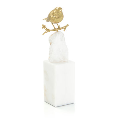 Brass Bird And Quartz Sculpture I