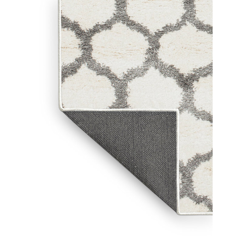 Tapis contemporain coquillage / gris, Rectangle 5 pi x 7 pi