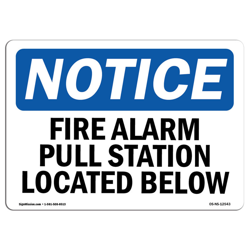 Fire Alarm Pull Station Located Below, 18" H x 24" W x 0.1" D