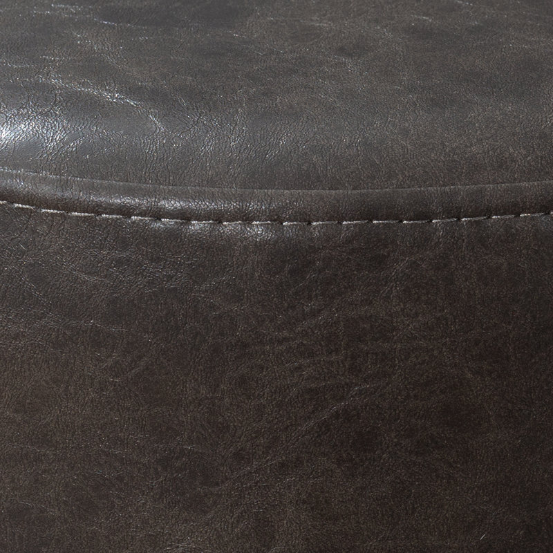 Tabouret de repose-pieds rembourré en similicuir de 15 po pour le salon, Dark Grey