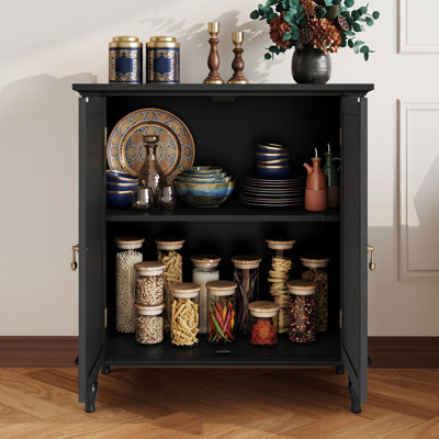 Buffet vintage en placage de bois rétro avec 2 portes, armoire de rangement haute avec tablette réglable pour le hall d'entrée et le salon