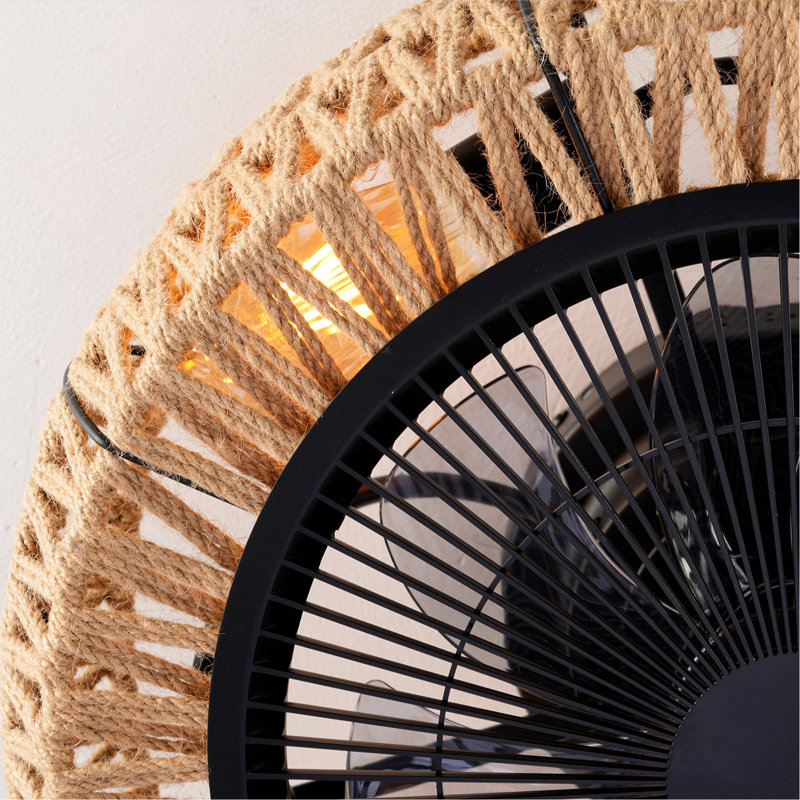 Ventilateur de corde rétro 20 "avec télécommande et ventilateur réglable à 6 vitesses pour salon, chambre à coucher, cuisine - AMPOULES NON INCLUSES