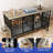 Adjustable Dog Crate Furniture with Rotatable Bowls and Cushions-370063482