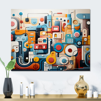Blue And Yellow Abstract Music Fusion - Abstract Metal Wall Art Decor MT137309