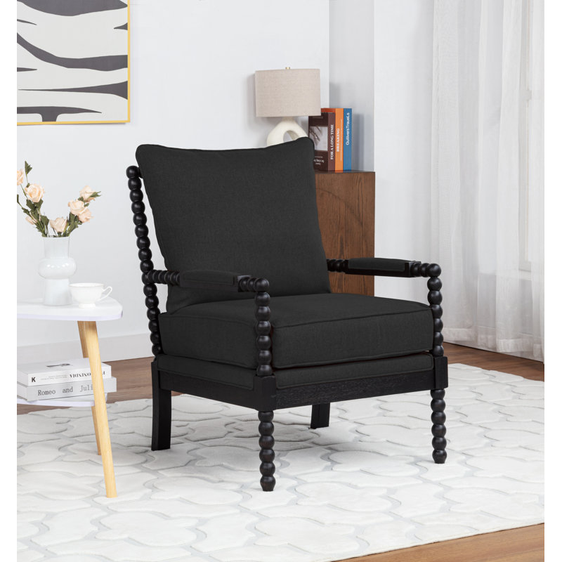 Chaise d'appoint avec cadre en bois tourné et solide, Gris foncé