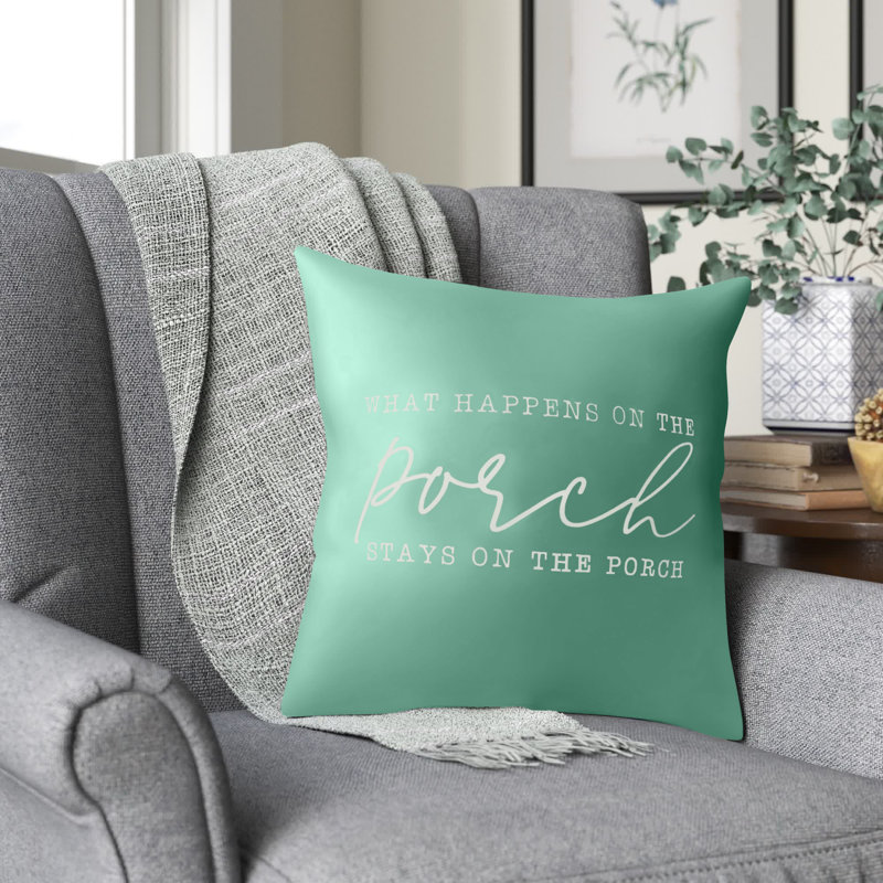 Textual Outdoor Throw Pillow, Yellow, 18" x 18" 