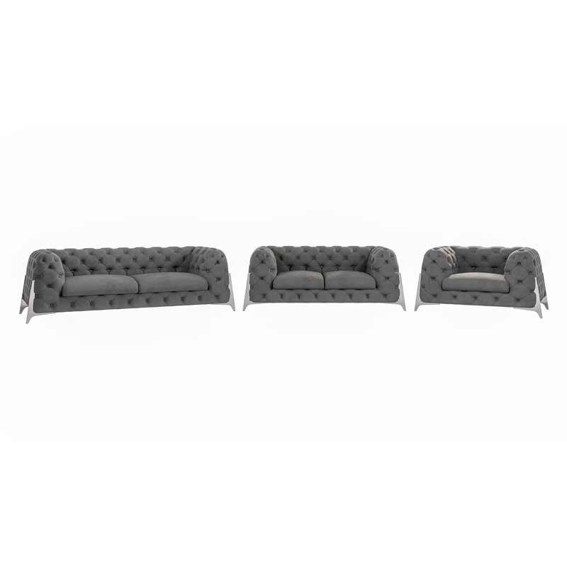 Juneri Velvet Armchair, Grey