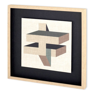 Geometric Perspective IV by June Vess a Hand Embelished Textured Framed Decograph Art Print