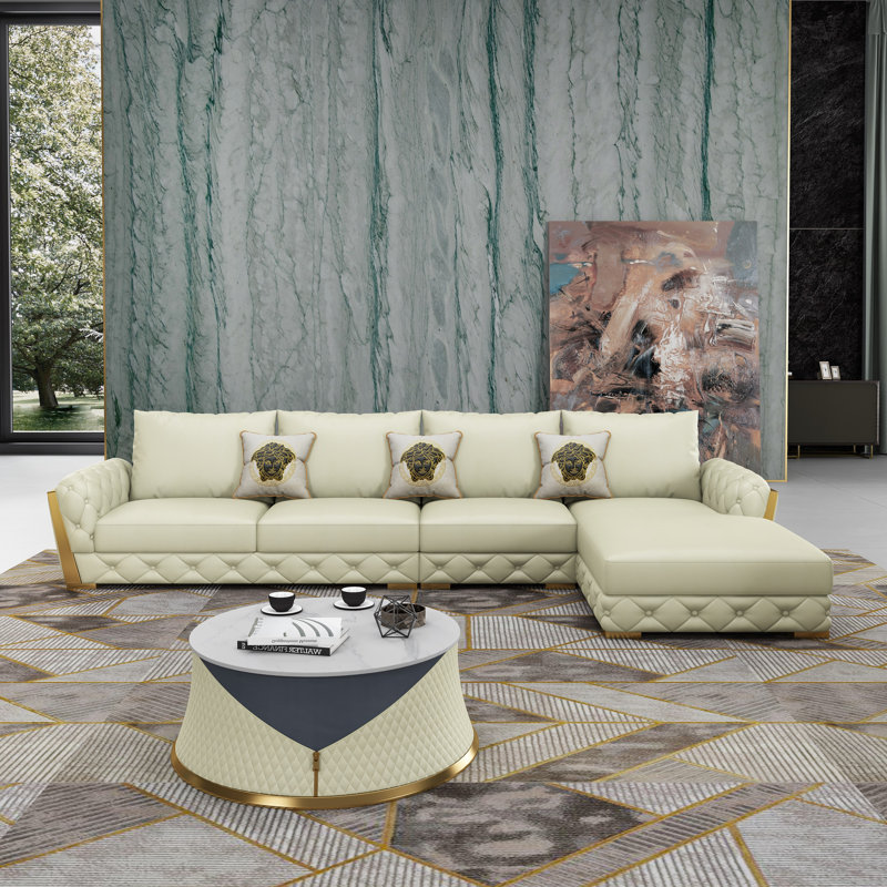 Castello Collection Sectional, Off White, Right Hand Facing