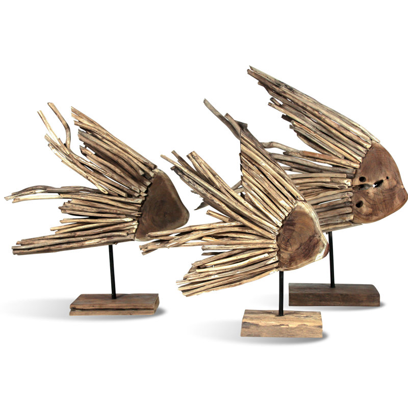 Driftwood Fish On Stand Animals Statue