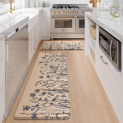 Anti Fatigue Kitchen Mats For Floor, Farmhouse Kitchen Rugs Sets Of 2, Cushioned Kitchen Floor Mats, Comfort Standing Mat For Sink, Laundry, Office