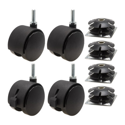 2in. Square Metal Double Star Caster Inserts 2 with Brakes 2 without Brakes