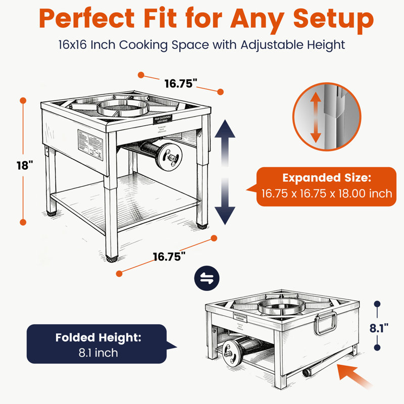 Arc 20qt Stainless Steel Steamer Pot With Propane Burner/foldable Legs For Outdoor Cooking,easy-fill Water Spout, Seafood Crab Steam With Divider And Steamer Rack (5 Gallon)